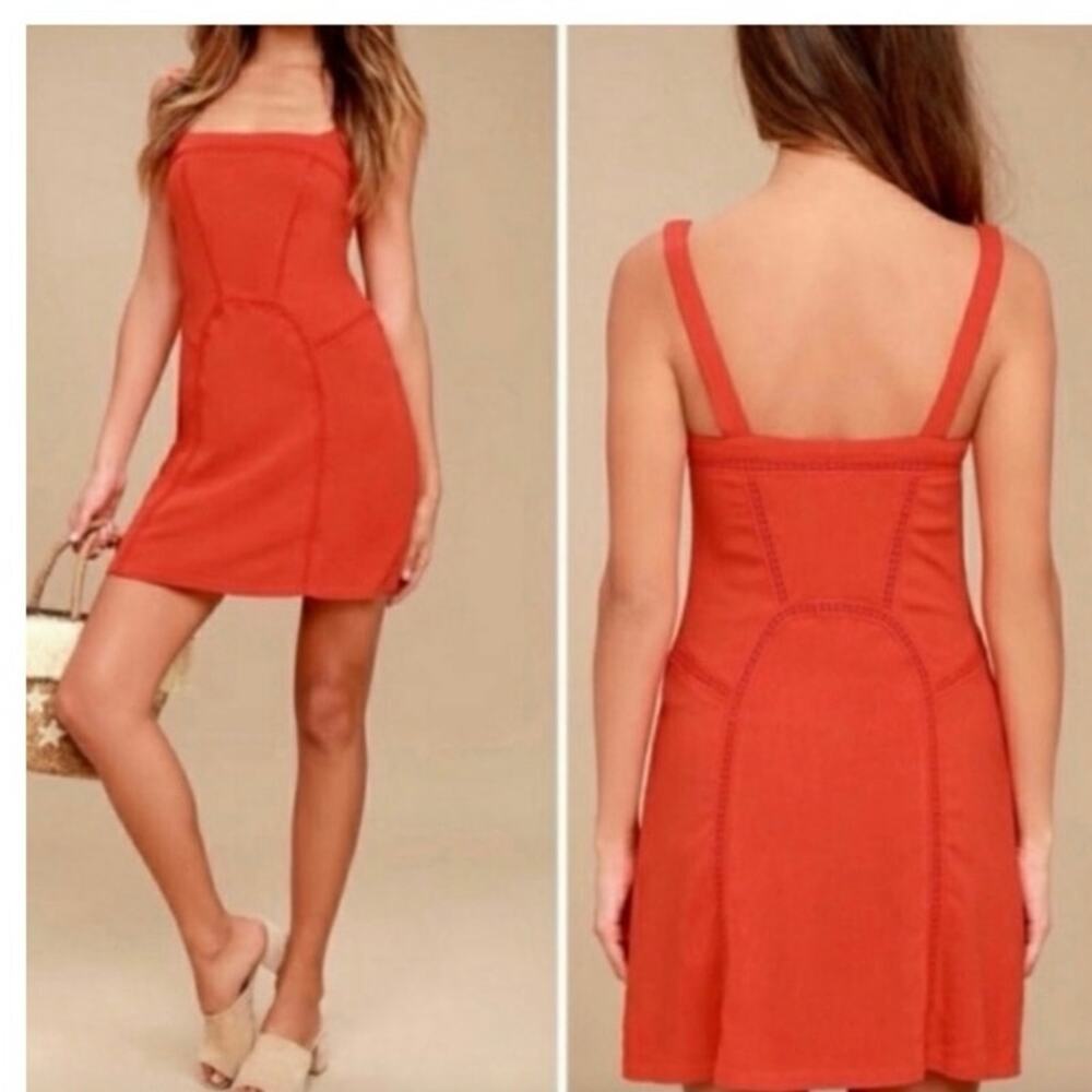 Free People Beyond Me Fit And Flare Red Tank Dress size Medium